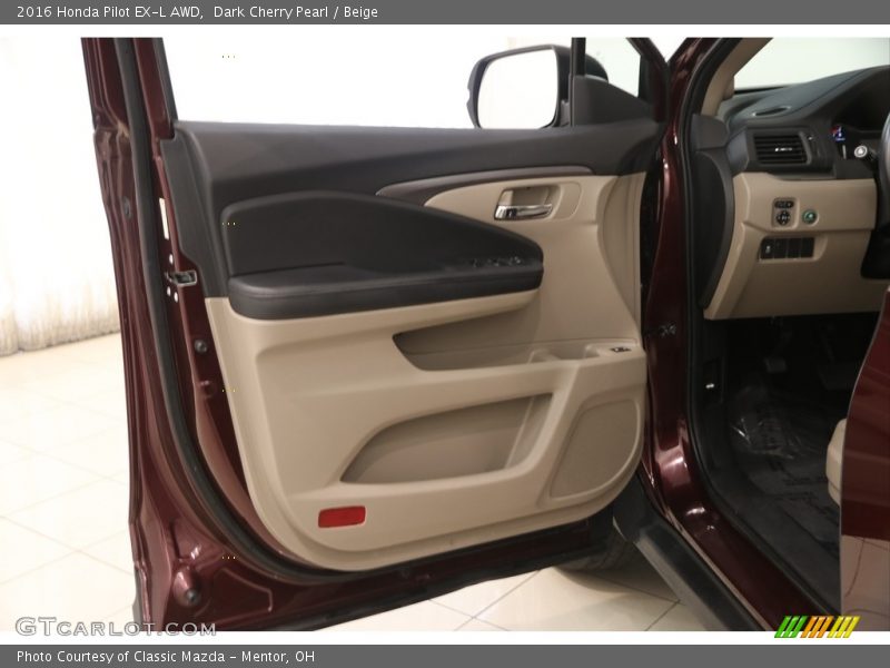 Dark Cherry Pearl / Beige 2016 Honda Pilot EX-L AWD