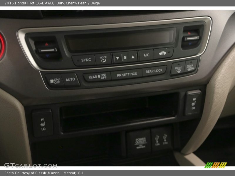 Dark Cherry Pearl / Beige 2016 Honda Pilot EX-L AWD