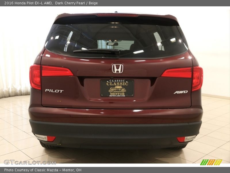 Dark Cherry Pearl / Beige 2016 Honda Pilot EX-L AWD