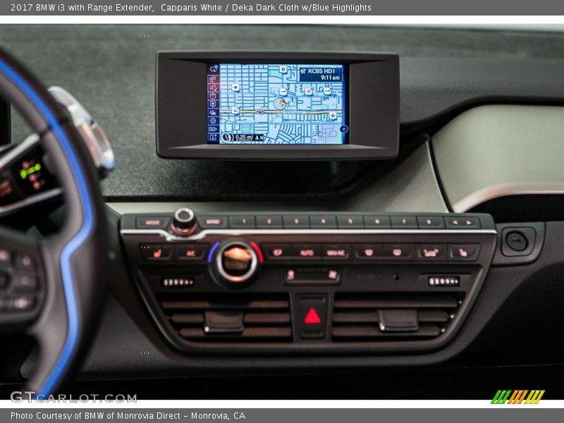 Capparis White / Deka Dark Cloth w/Blue Highlights 2017 BMW i3 with Range Extender