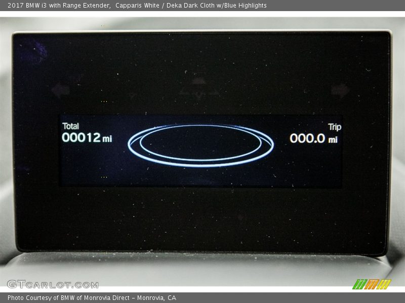 Capparis White / Deka Dark Cloth w/Blue Highlights 2017 BMW i3 with Range Extender