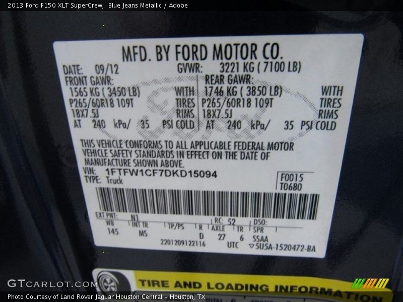 Blue Jeans Metallic / Adobe 2013 Ford F150 XLT SuperCrew