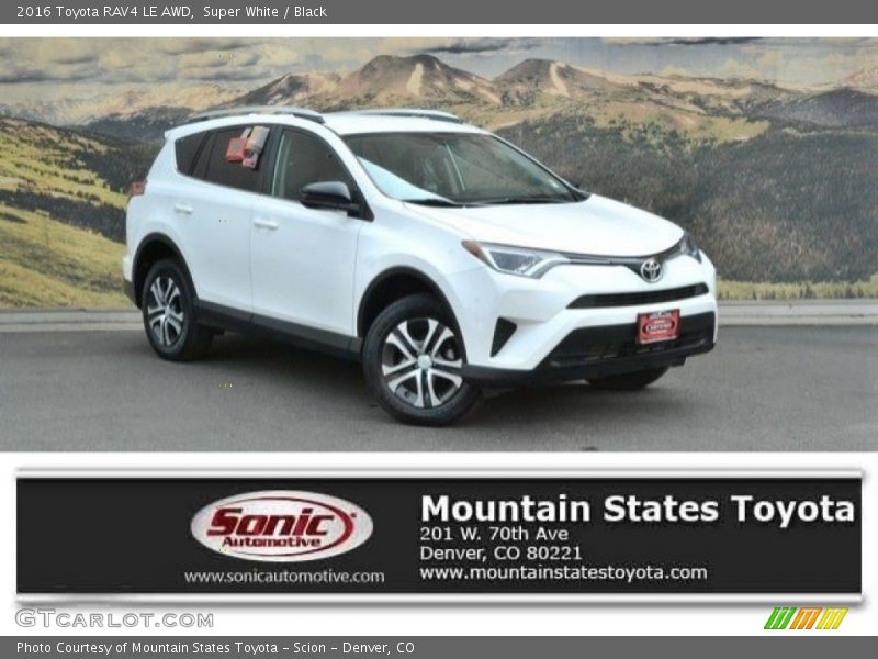 Super White / Black 2016 Toyota RAV4 LE AWD