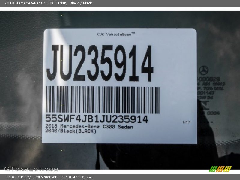 Black / Black 2018 Mercedes-Benz C 300 Sedan