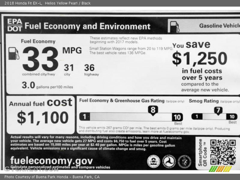 Helios Yellow Pearl / Black 2018 Honda Fit EX-L