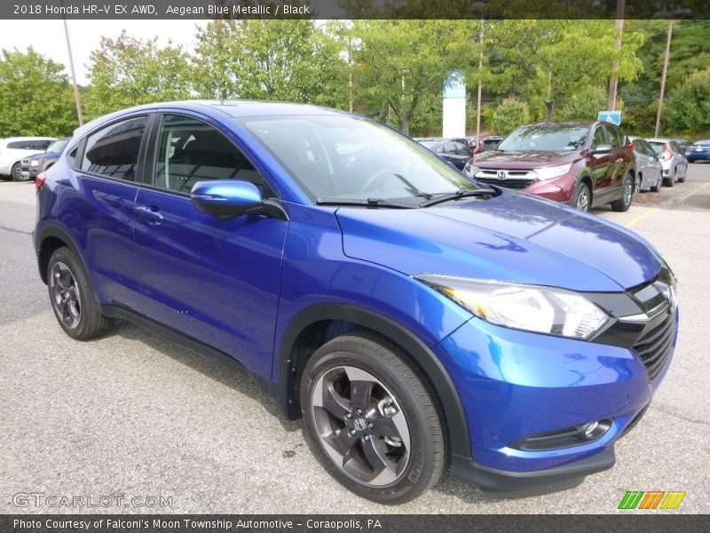 Aegean Blue Metallic / Black 2018 Honda HR-V EX AWD