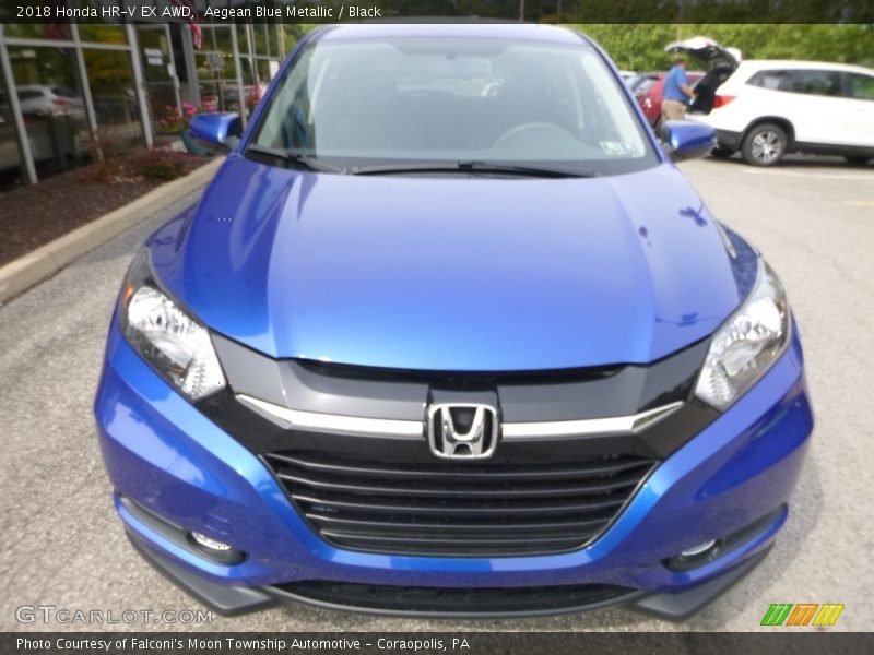 Aegean Blue Metallic / Black 2018 Honda HR-V EX AWD