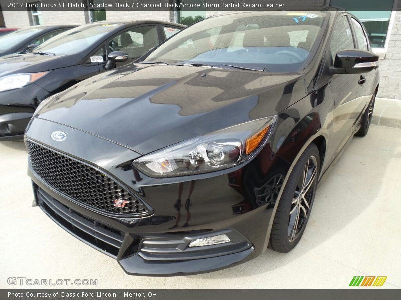 Shadow Black / Charcoal Black/Smoke Storm Partial Recaro Leather 2017 Ford Focus ST Hatch