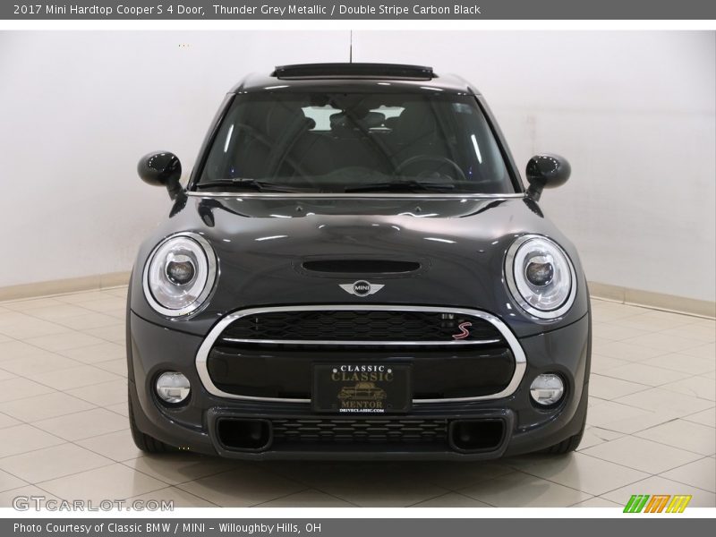 Thunder Grey Metallic / Double Stripe Carbon Black 2017 Mini Hardtop Cooper S 4 Door