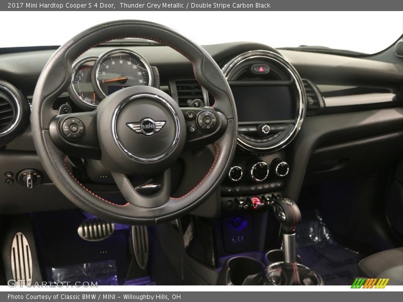 Thunder Grey Metallic / Double Stripe Carbon Black 2017 Mini Hardtop Cooper S 4 Door