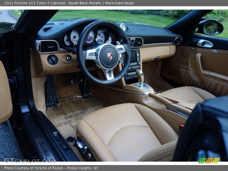 Basalt Black Metallic / Black/Sand Beige 2011 Porsche 911 Turbo S Cabriolet