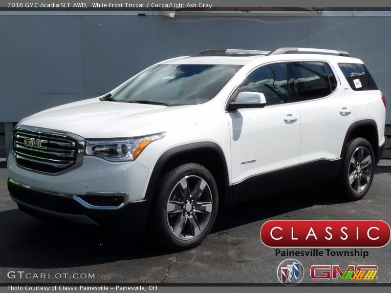 White Frost Tricoat / Cocoa/Light Ash Gray 2018 GMC Acadia SLT AWD