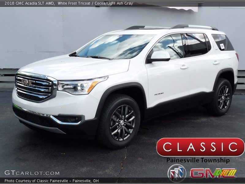 White Frost Tricoat / Cocoa/Light Ash Gray 2018 GMC Acadia SLT AWD