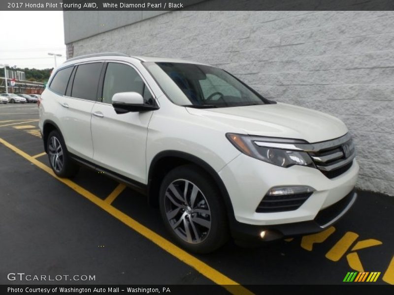 White Diamond Pearl / Black 2017 Honda Pilot Touring AWD