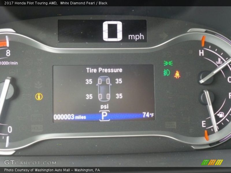 White Diamond Pearl / Black 2017 Honda Pilot Touring AWD