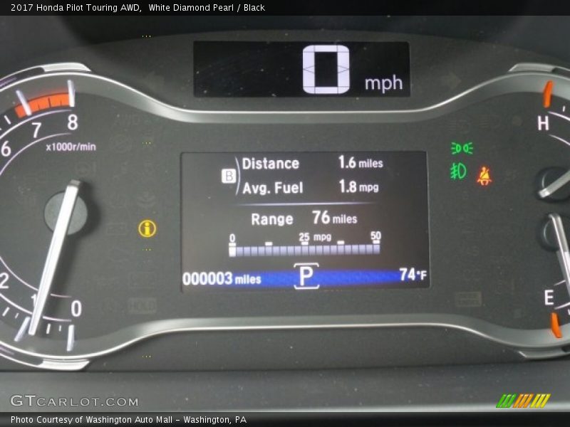 White Diamond Pearl / Black 2017 Honda Pilot Touring AWD