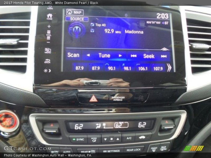 White Diamond Pearl / Black 2017 Honda Pilot Touring AWD