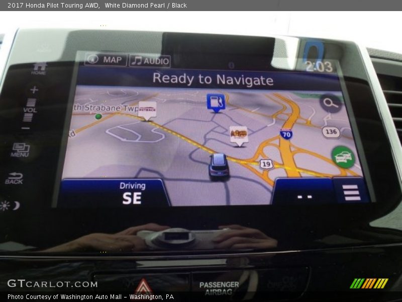 White Diamond Pearl / Black 2017 Honda Pilot Touring AWD