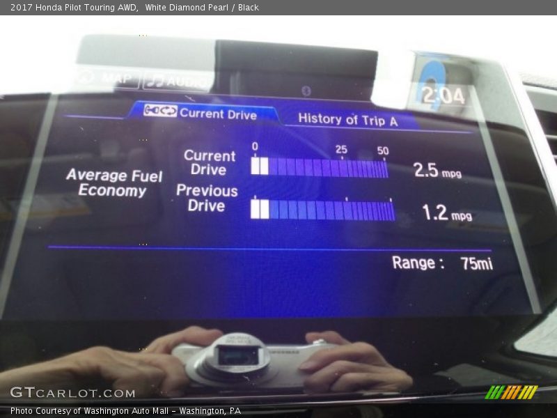 White Diamond Pearl / Black 2017 Honda Pilot Touring AWD