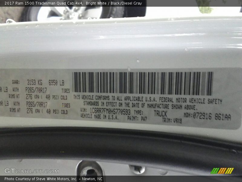 Bright White / Black/Diesel Gray 2017 Ram 1500 Tradesman Quad Cab 4x4