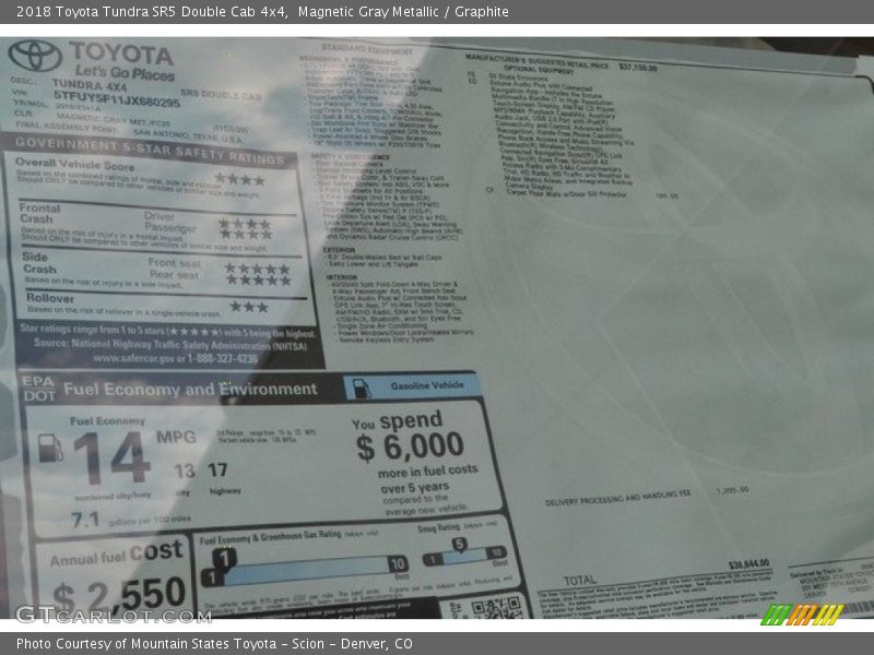 Magnetic Gray Metallic / Graphite 2018 Toyota Tundra SR5 Double Cab 4x4
