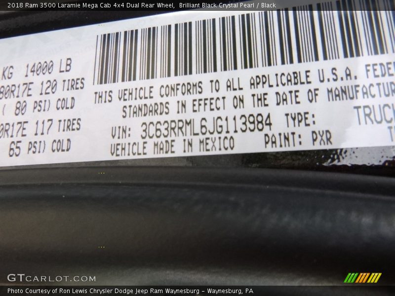 Brilliant Black Crystal Pearl / Black 2018 Ram 3500 Laramie Mega Cab 4x4 Dual Rear Wheel