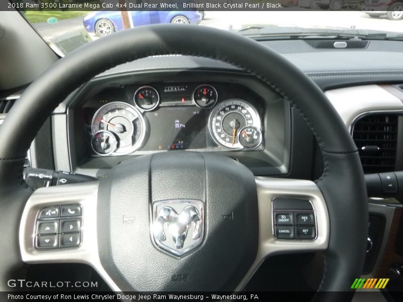Brilliant Black Crystal Pearl / Black 2018 Ram 3500 Laramie Mega Cab 4x4 Dual Rear Wheel