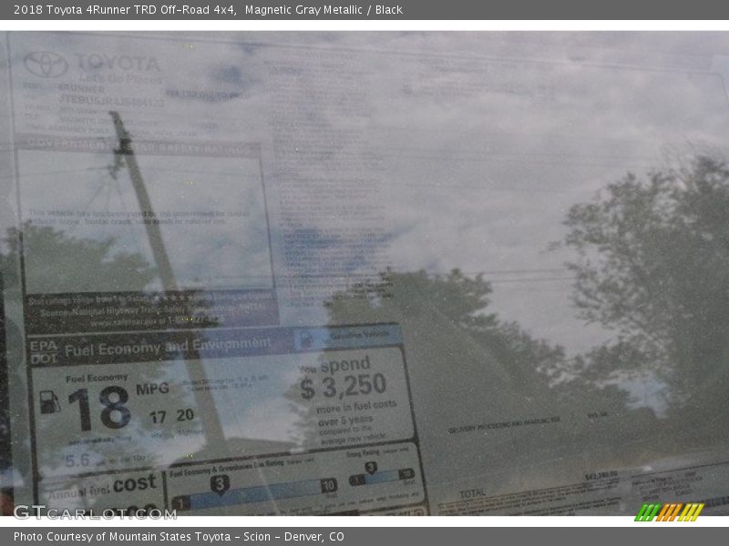  2018 4Runner TRD Off-Road 4x4 Window Sticker