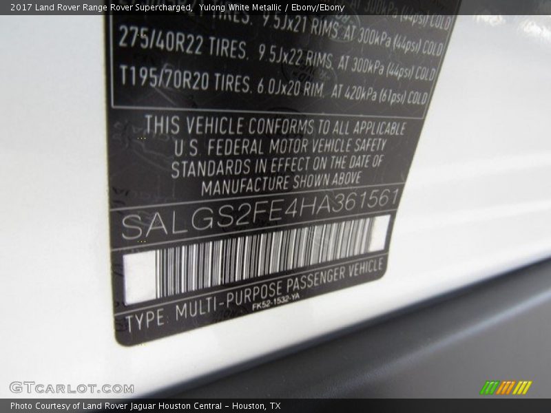 Yulong White Metallic / Ebony/Ebony 2017 Land Rover Range Rover Supercharged