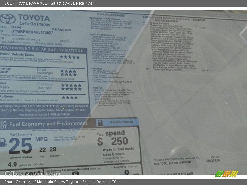 Galactic Aqua Mica / Ash 2017 Toyota RAV4 XLE