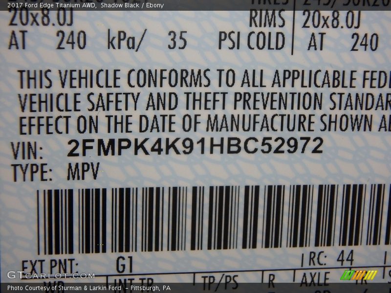 Shadow Black / Ebony 2017 Ford Edge Titanium AWD