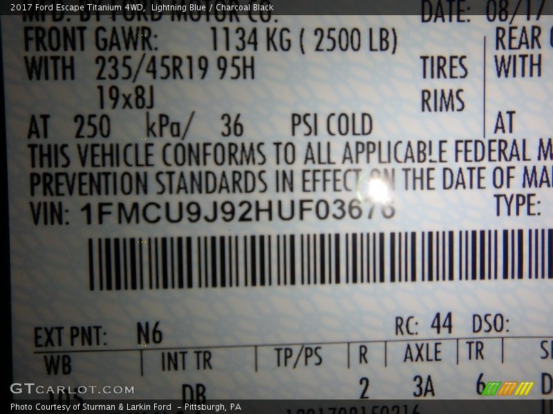 Lightning Blue / Charcoal Black 2017 Ford Escape Titanium 4WD