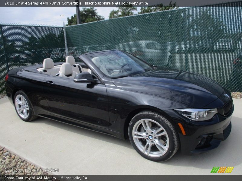Black Sapphire Metallic / Ivory White 2018 BMW 4 Series 440i xDrive Convertible