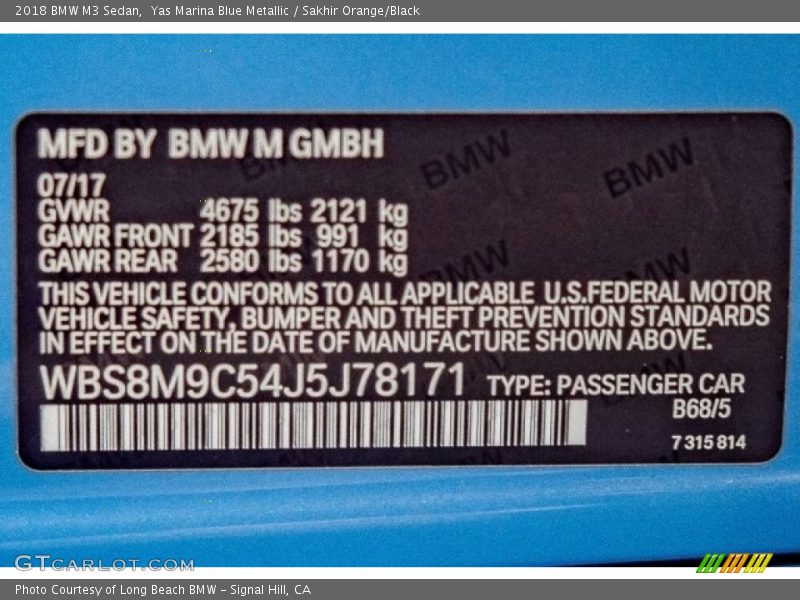 B68 - 2018 BMW M3 Sedan