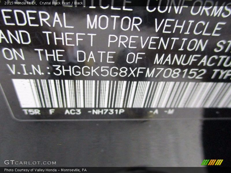 Crystal Black Pearl / Black 2015 Honda Fit EX