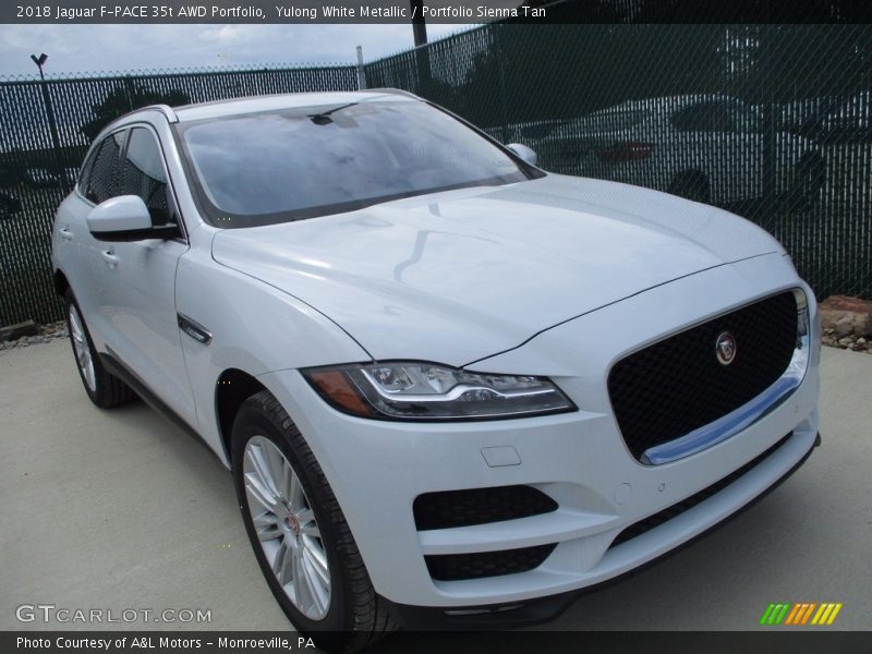 Yulong White Metallic / Portfolio Sienna Tan 2018 Jaguar F-PACE 35t AWD Portfolio