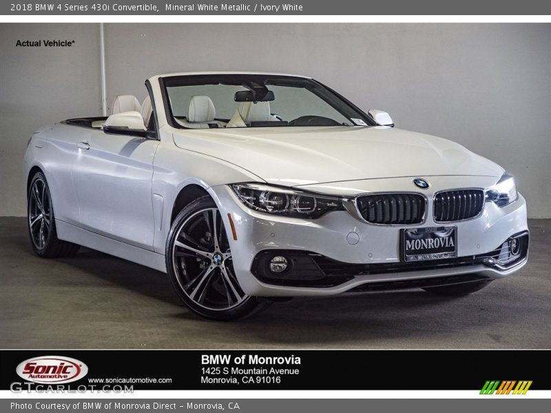 Mineral White Metallic / Ivory White 2018 BMW 4 Series 430i Convertible