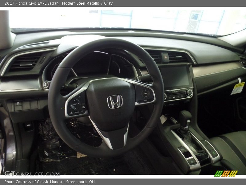 Modern Steel Metallic / Gray 2017 Honda Civic EX-L Sedan