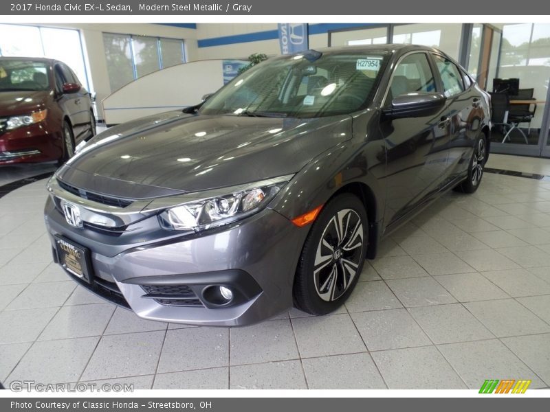 Modern Steel Metallic / Gray 2017 Honda Civic EX-L Sedan