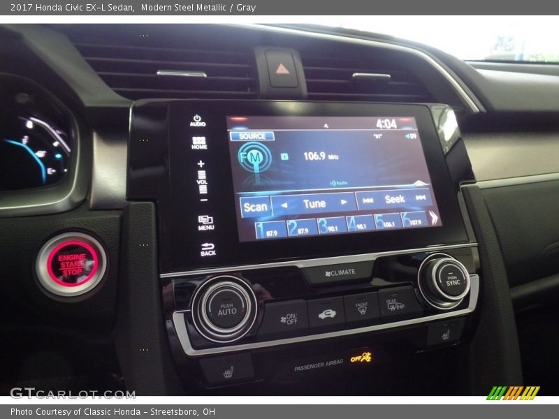 Modern Steel Metallic / Gray 2017 Honda Civic EX-L Sedan