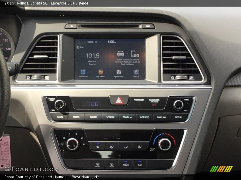 Lakeside Blue / Beige 2016 Hyundai Sonata SE