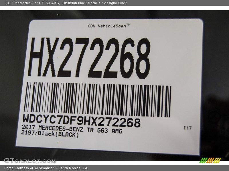 Obsidian Black Metallic / designo Black 2017 Mercedes-Benz G 63 AMG
