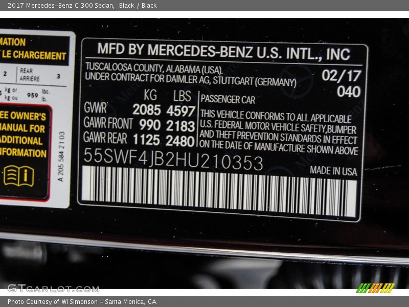 Black / Black 2017 Mercedes-Benz C 300 Sedan