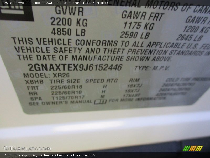 Iridescent Pearl Tricoat / Jet Black 2018 Chevrolet Equinox LT AWD