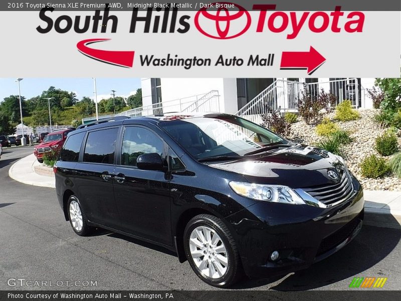 Midnight Black Metallic / Dark Bisque 2016 Toyota Sienna XLE Premium AWD