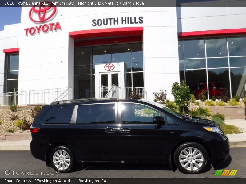 Midnight Black Metallic / Dark Bisque 2016 Toyota Sienna XLE Premium AWD
