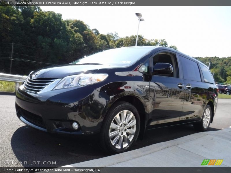Midnight Black Metallic / Dark Bisque 2016 Toyota Sienna XLE Premium AWD