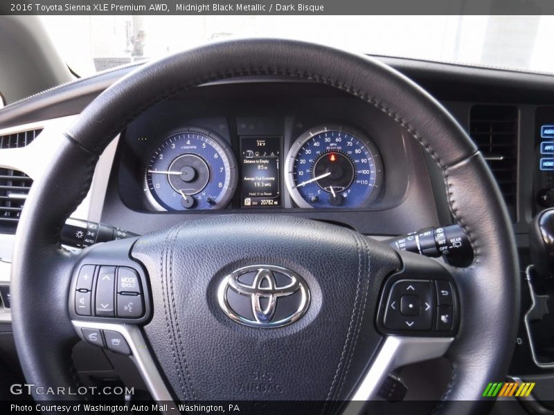 Midnight Black Metallic / Dark Bisque 2016 Toyota Sienna XLE Premium AWD