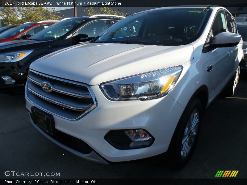 White Platinum / Medium Light Stone 2017 Ford Escape SE 4WD