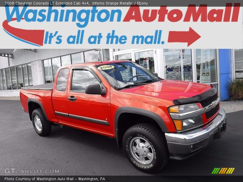 Inferno Orange Metallic / Ebony 2008 Chevrolet Colorado LT Extended Cab 4x4
